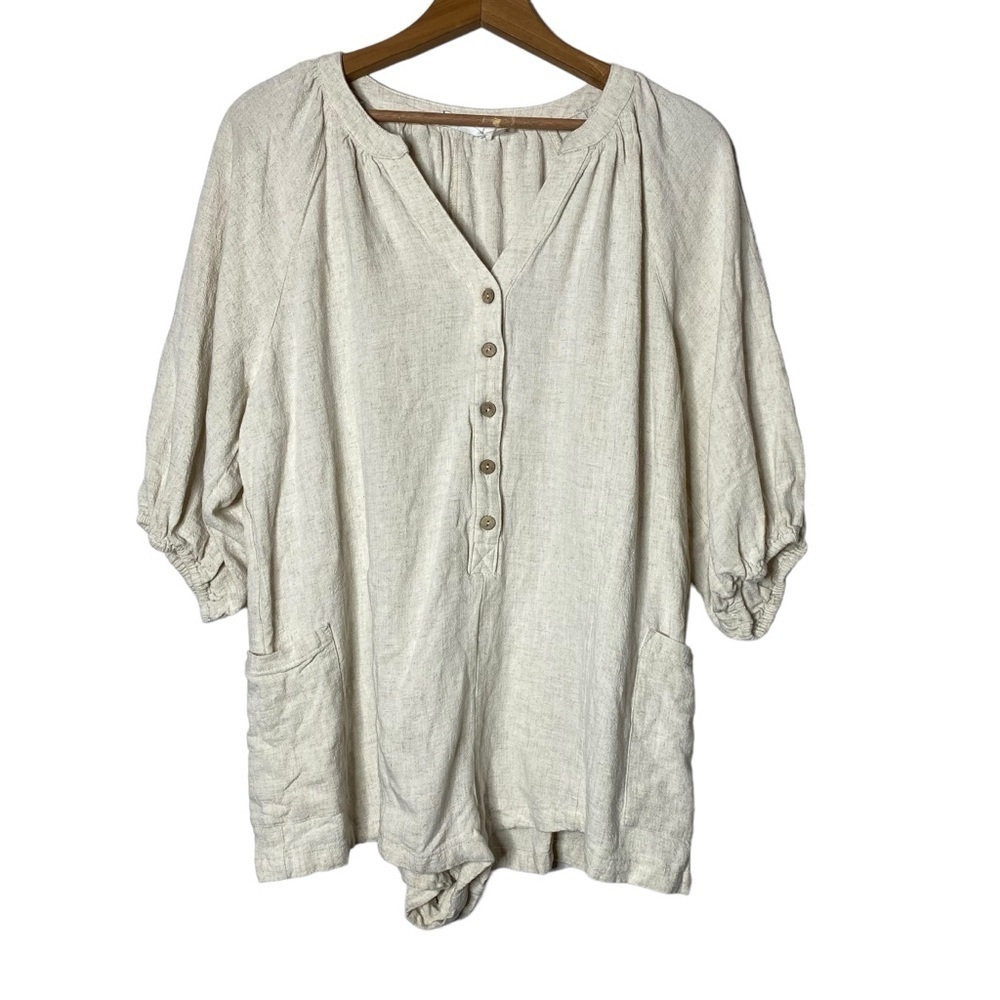 Talulah Aritzia Linen‑Blend Button‑Front Romper • Size S • Breezy & Boho